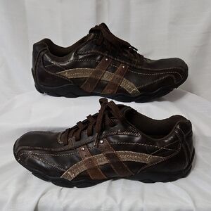 Skechers Men's Size 12 Blake Relaxed Step Brown Leather Casual Work Shoes 63385